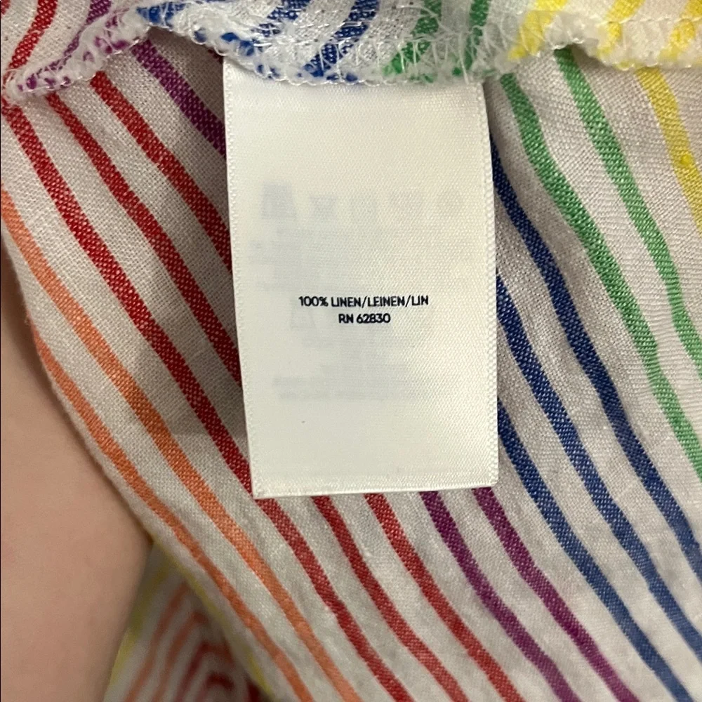 100% Linen 🌈 Rainbow Stripe Tank Top - Picture 5 of 6